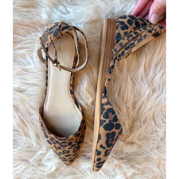 NWT- Seychelles 'Plateau Flats' Women's 9.5 Leopard Print Ankle Wrap Flat - Picture 4 of 6